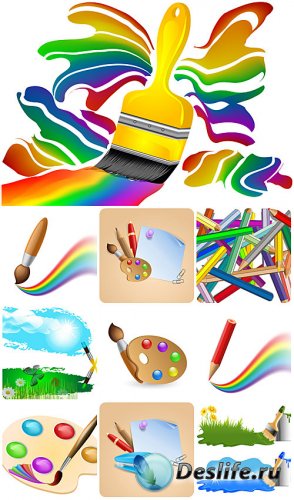 ,      / Paints, brushes and pencils vector