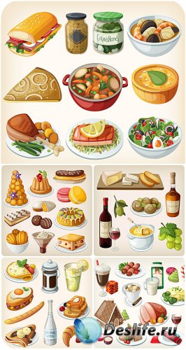  ,  ,  / Vector food, meat dishes, dessert
