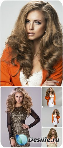        / Beautiful and fashionable woman with long hair - Stock Photo