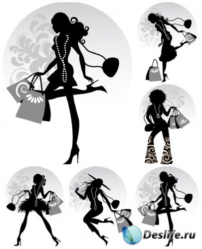    ,  / Fashion girl with shopping vector