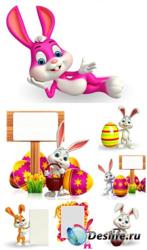     / Easter bunny with a sign - Stock Photo
