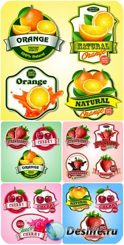    ,    / Food labels vector, fruits and berries