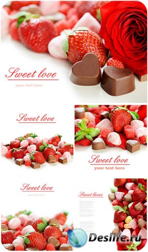     / Strawberries and chocolate candy - Stock photo