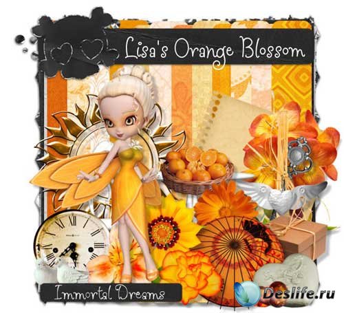 Очаровательный скрап-комплект - Оранжевое цветение