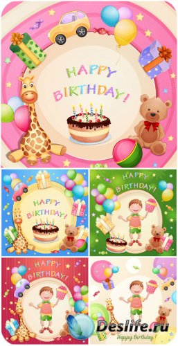   ,      / Happy birthday vector backgrounds