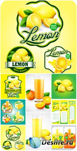 , ,       / Lemon, orange, vector labels and backgrounds with citrus
