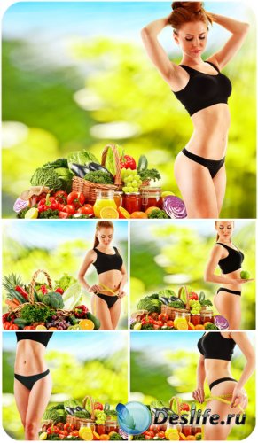  ,    / Healthy eating girl with products - stock photos