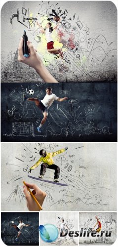 Мужчины спортсмены, креатив / Male athletes, creative - Stock photo