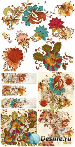 ,     / Flowers and butterflies, backgrounds, vector banners