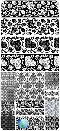  ,     / Floral borders, vector backgrounds with patterns