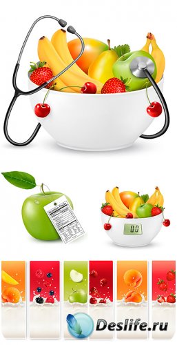     ,    / Fruits and berries vector banners with fruits