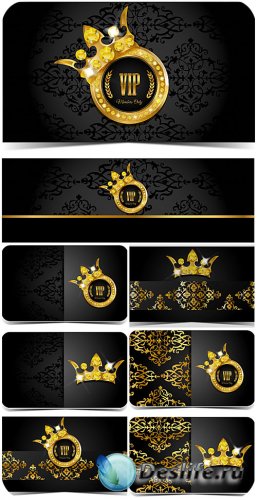     ,  / VIP card with golden ornaments, vector
