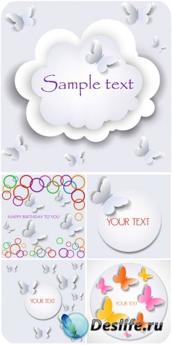        / Vector background with butterflies and space for text