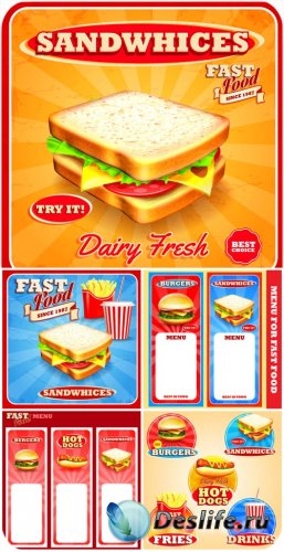     , ,  / Fast foods vector, sandwich, burger