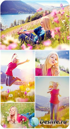      / Girl and wonderful natural scenery - stock photos