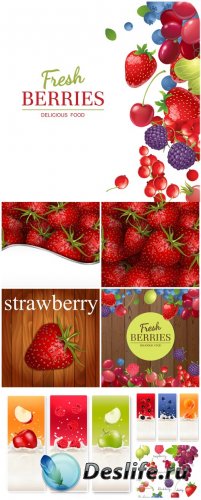 ,         / Fruits, vector backgrounds and banners with fruits and berries