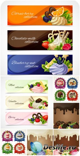 Этикетки и баннеры в векторе, кексы / Labels and banners vector, cupcakes