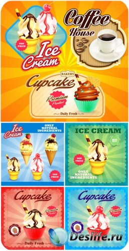      / Ice cream and cupcakes vector