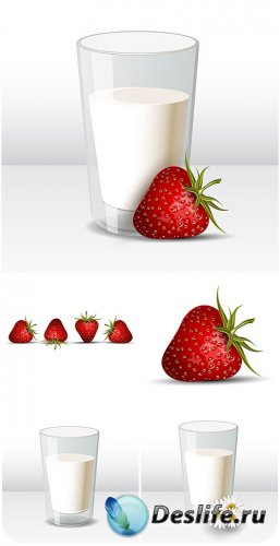      / Milk and strawberry vector
