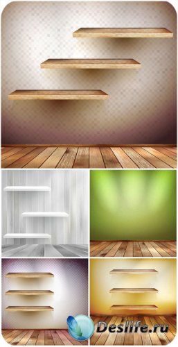  ,    / Wooden shelves, backgrounds vector