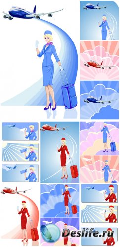 ,      / Travel, stewardess, aviation vector