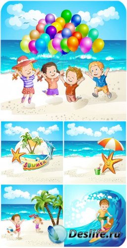   ,    / Children of the sea, summer vector backgrounds