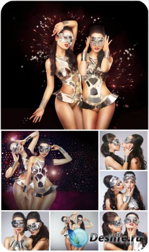     / Glamour girls in masks - Stock photo