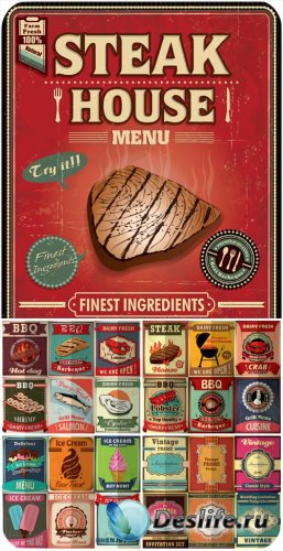    , ,  / Food labels vector, meat, fish