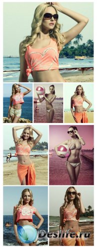    / Girls at the sea, the girl with the ball - Stock Photo