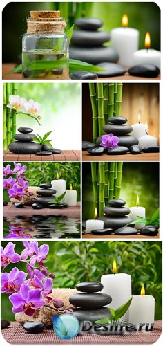       / Spa background with orchids and candles - Stock photo