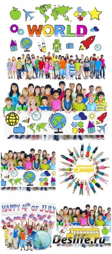       / Children around the world with posters - Stock photos