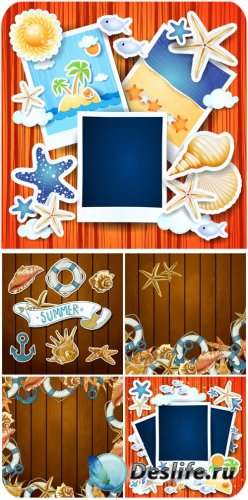      / Vector backgrounds with marine elements