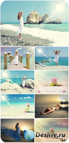 ,    / Girls, wonderful seascapes - stock photos