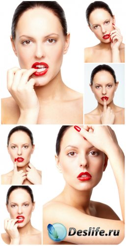     / Girl with red lipstick - Stock photo