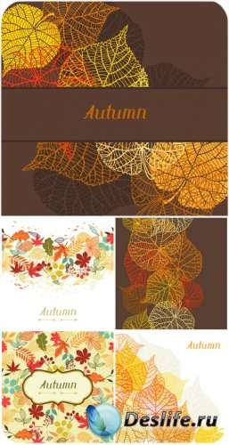       / Autumn vector background with golden leaves