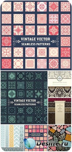   ,   / Vintage vector backgrounds, seamless patterns