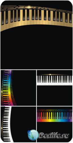      / Vector background with piano ke ...