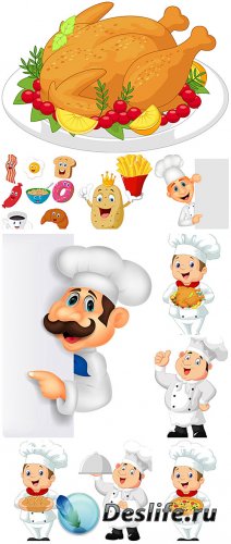 ,     / Cook, delicious food vector