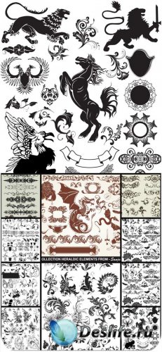    ,    / Heraldic elements vector, ornaments and patterns