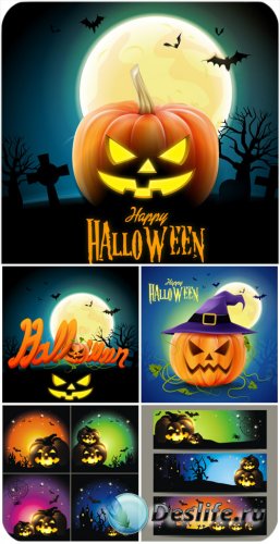    ,    / Halloween vector backgrounds with pumpkin