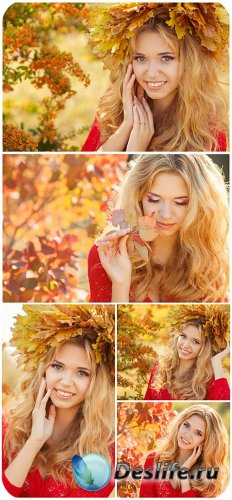  ,  / Beautiful girl autumn - Stock photo