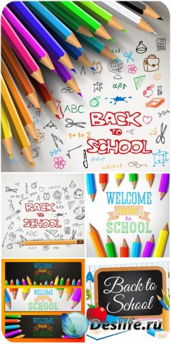  ,     / School vector backgrounds with colored pencils