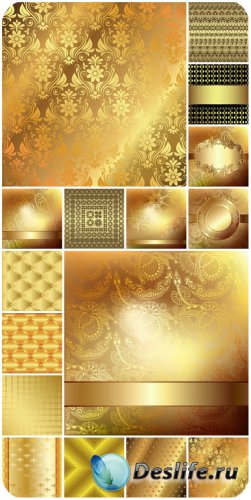   ,   / Gold vector backgrounds, vintage patterns