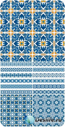  ,    / Blue patterns, borders vector