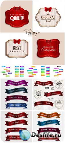  ,   / Vector labels, stylish ribbon