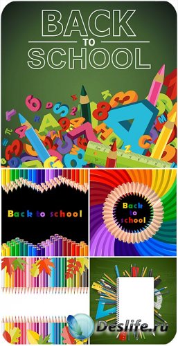    ,     / School backgrounds vector, colored pencils and letters