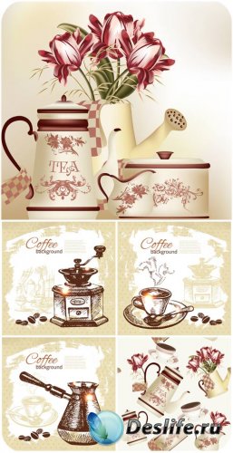   ,   / Tea and coffee, vector backgrounds