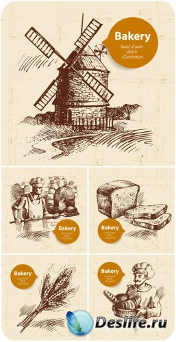      / Vintage vector background with bread