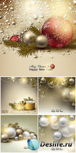     / Christmas and new year, gold vector backgrounds
