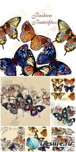 ,     / Butterflies, vector backgrounds with patterns